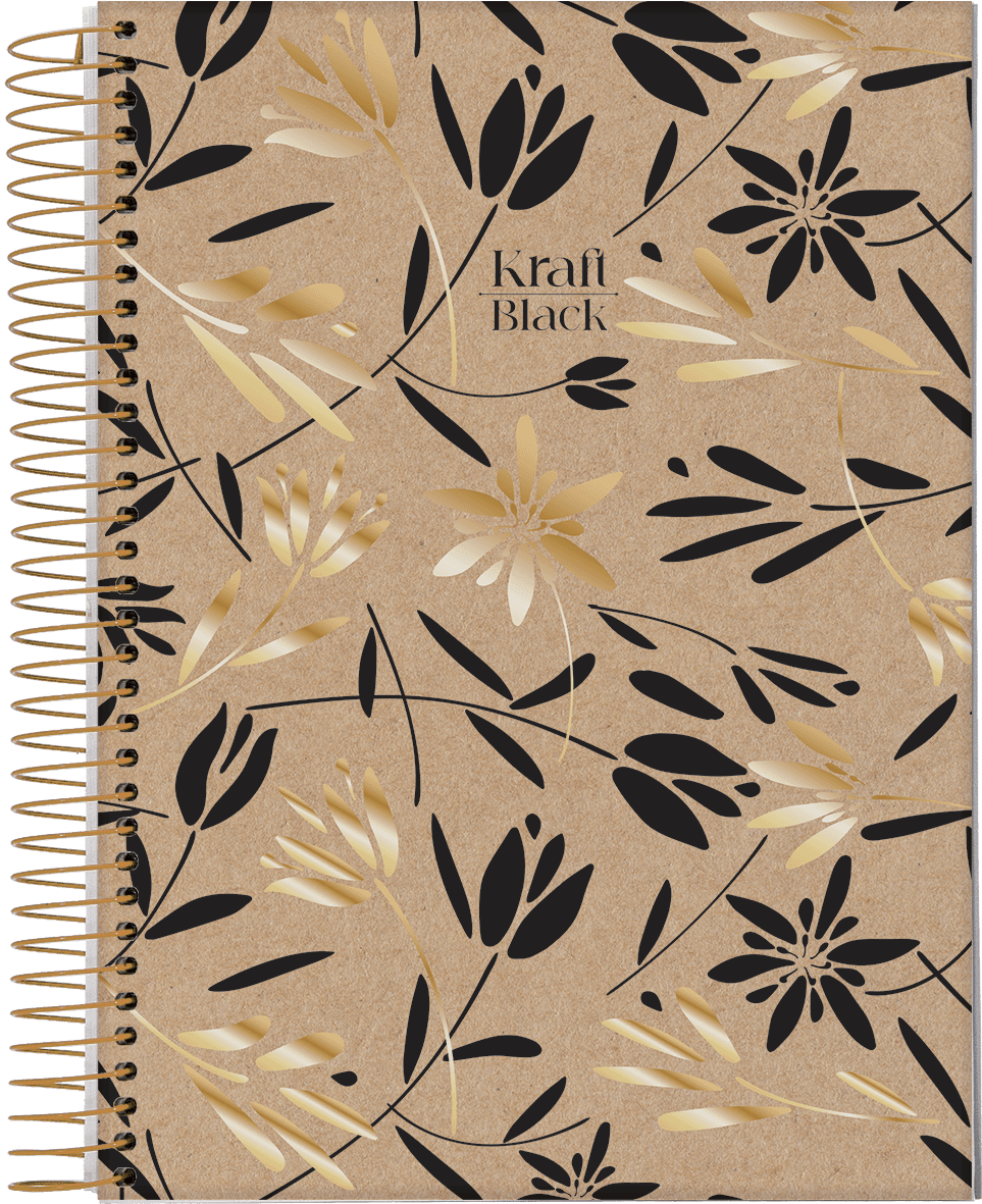 CADERNO ESPIRAL CAPA DURA 1/8 80 FOLHAS - KRAFT BLACK — miniatura 3