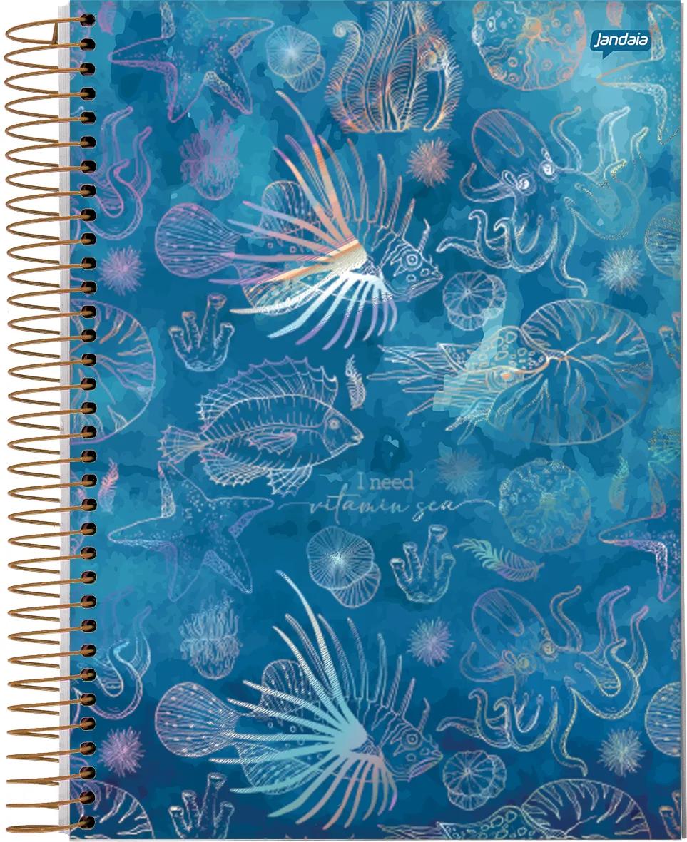 CADERNO ESPIRAL UNIVERSITÁRIO CAPA DURA 01 MATÉRIA 80 FOLHAS - SEA LIFE