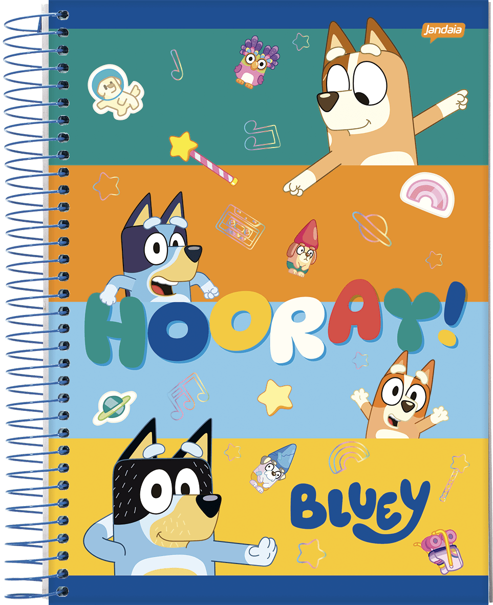CADERNO ESPIRAL UNIVERSITÁRIO CAPA DURA 01 MATÉRIA 80 FOLHAS - BLUEY