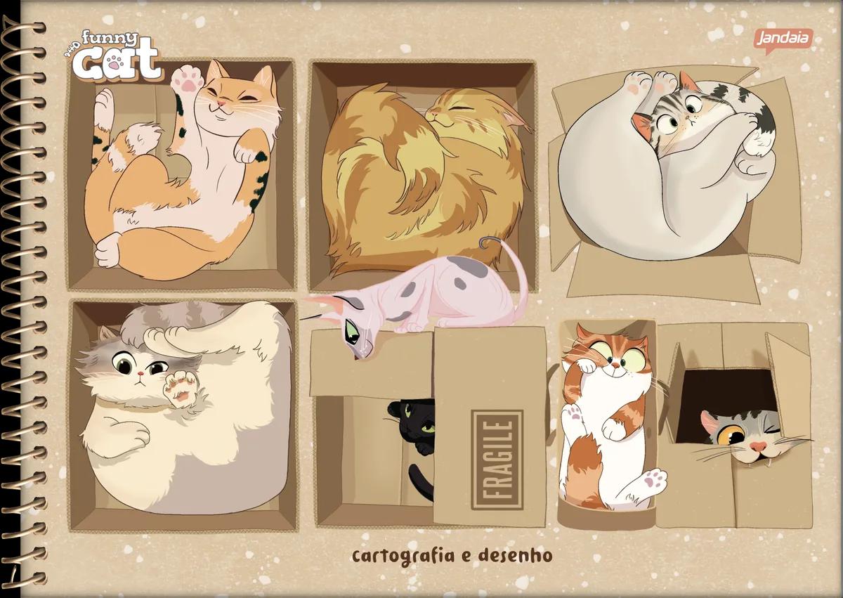 CADERNO ESPIRAL CAPA DURA 80 FOLHAS CARTOGRAFIA - FUNNY CAT — miniatura 2