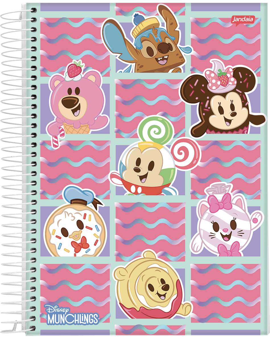 CADERNO ESPIRAL UNIVERSITÁRIO CAPA DURA 10 MATÉRIAS 160 FOLHAS - DISNEY MUNCHLINGS
