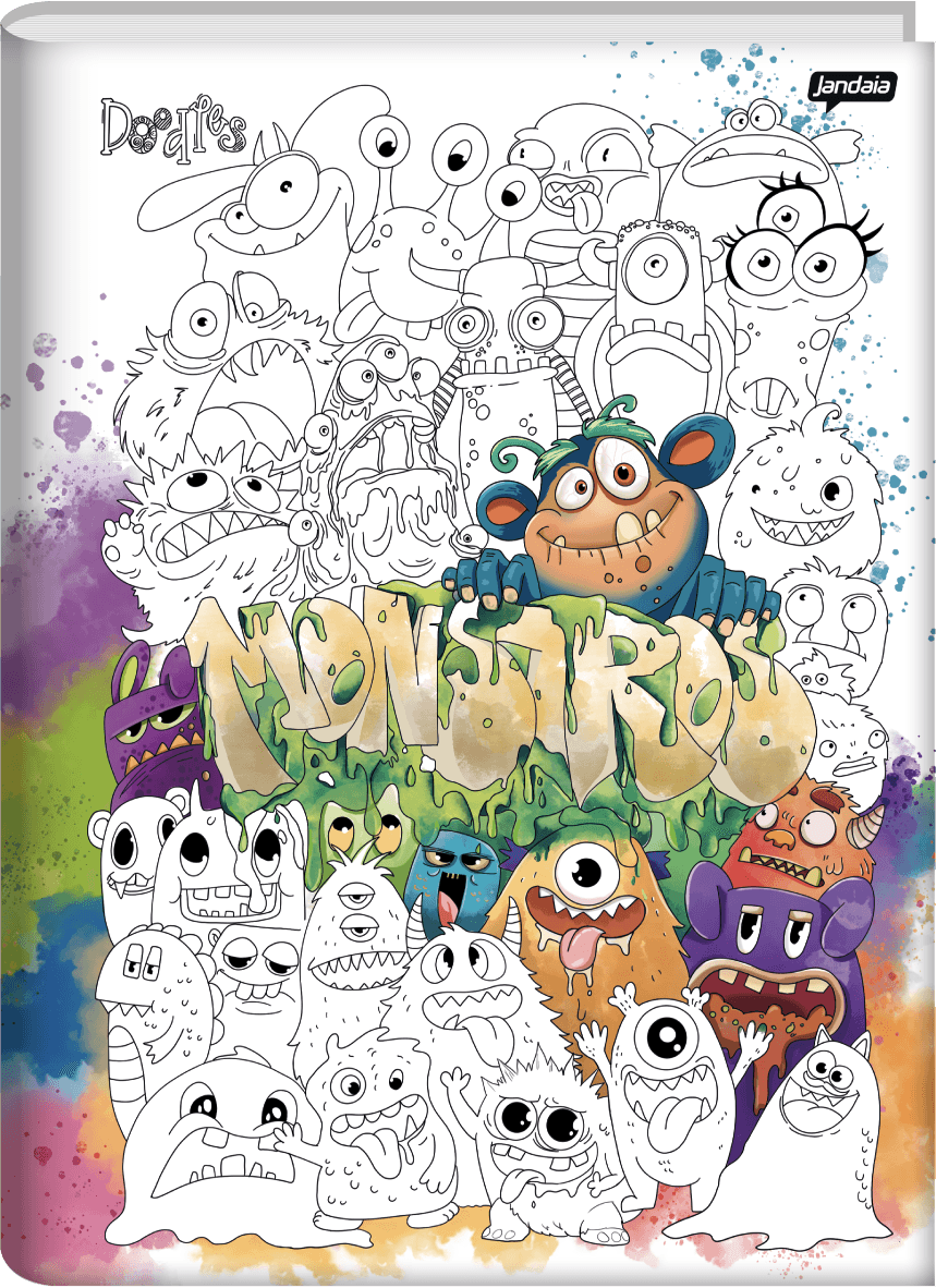 CADERNO BROCHURA CAPA DURA UNIVERSITÁRIO 80 FOLHAS - DOODLES