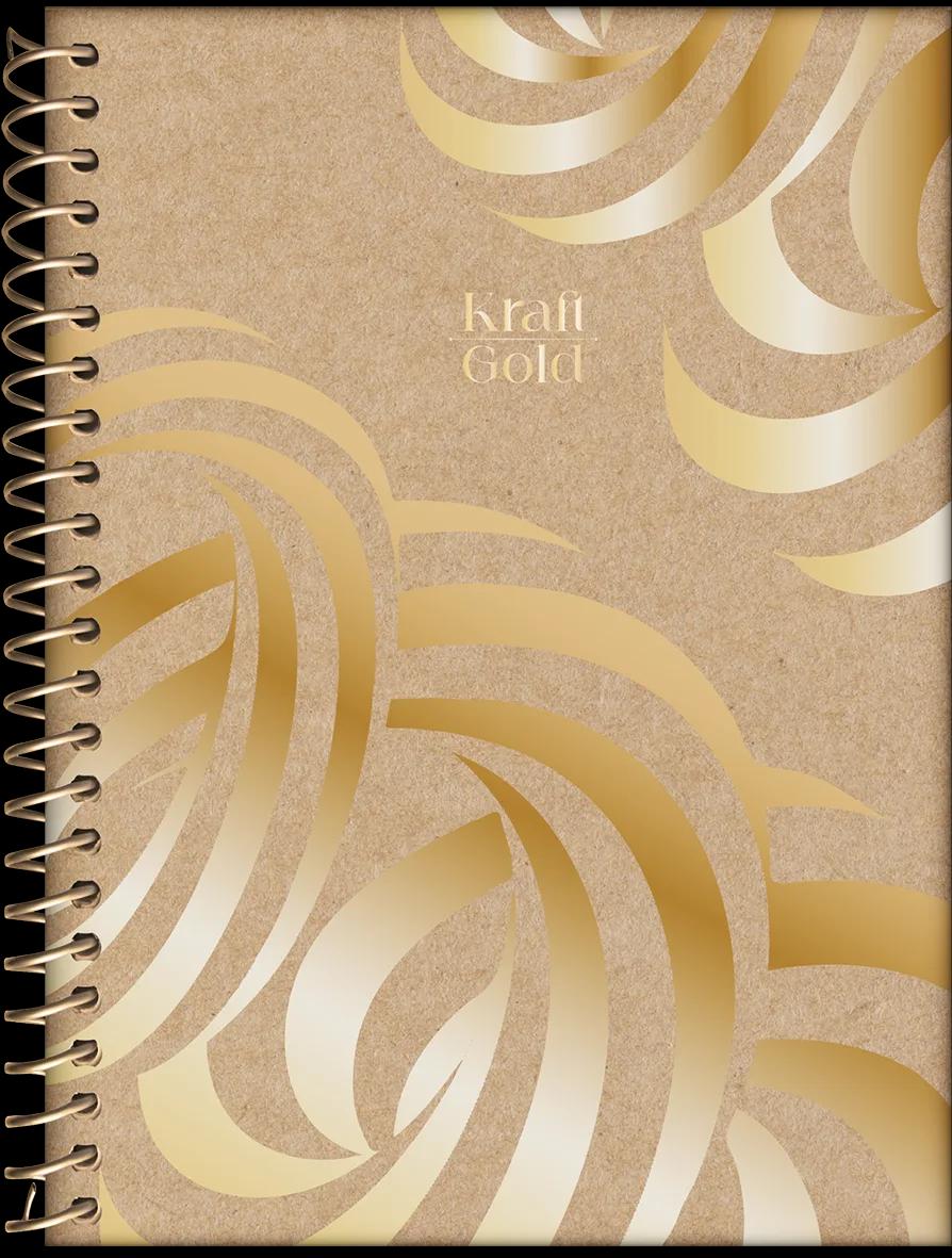 CADERNO ESPIRAL CAPA DURA 01 MATÉRIA COLLEGE - KRAFT GOLD