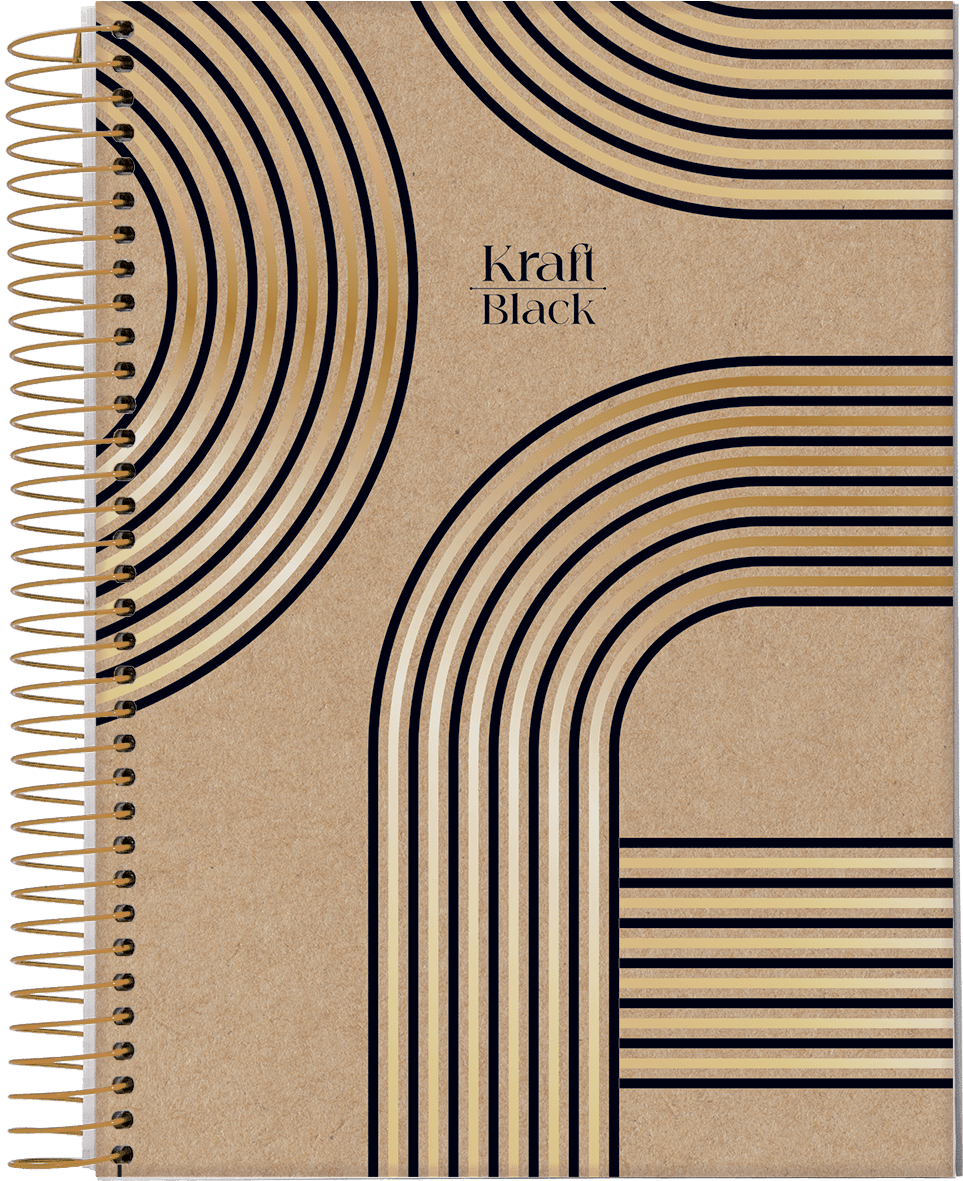 CADERNO ESPIRAL CAPA DURA 1/8 80 FOLHAS - KRAFT BLACK — miniatura 2