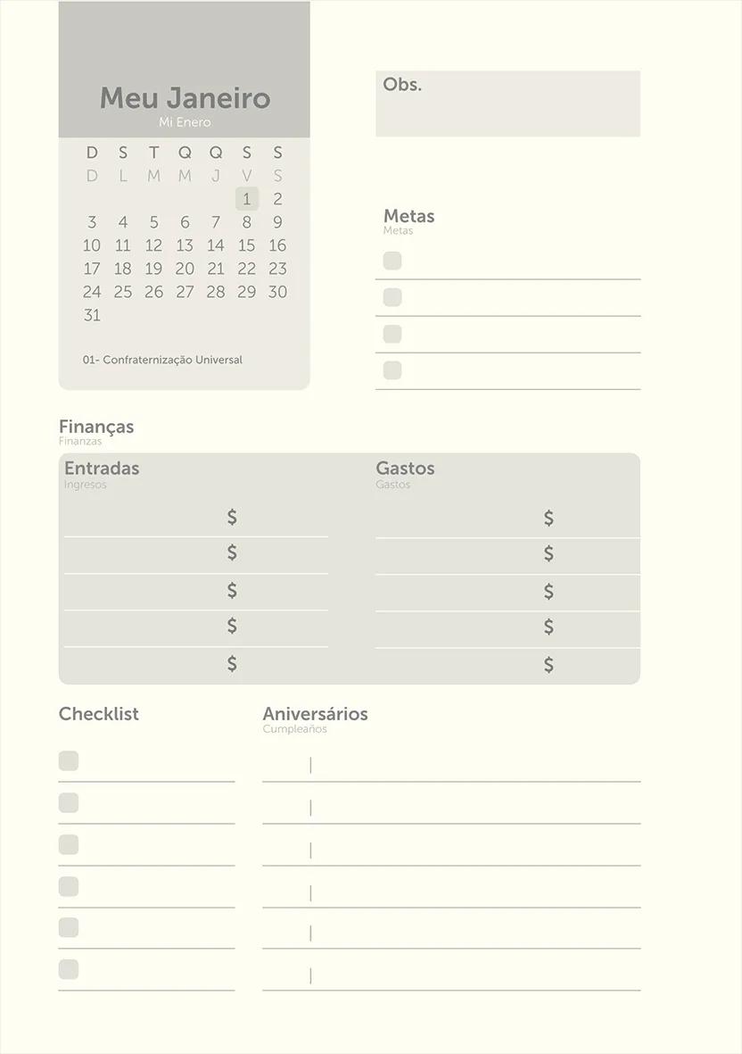 AGENDA DIÁRIA LOMBADA QUADRADA 138X200MM 176FLS - KRAFT GOLD — miniatura 4