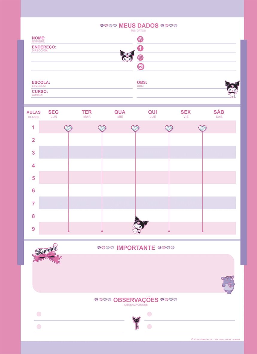CADERNO ESPIRAL UNIVERSITÁRIO CAPA DURA 01 MATÉRIA 80 FOLHAS - KUROMI — miniatura 6