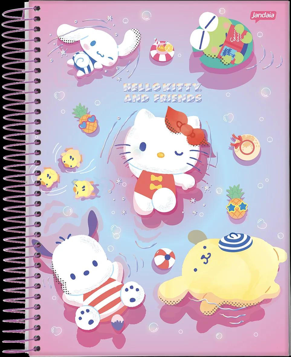 CADERNO ESPIRAL UNIVERSITÁRIO CAPA DURA 01 MATÉRIA 80 FOLHAS - HELLO KITTY & AMIGOS BUBBLE — miniatura 3