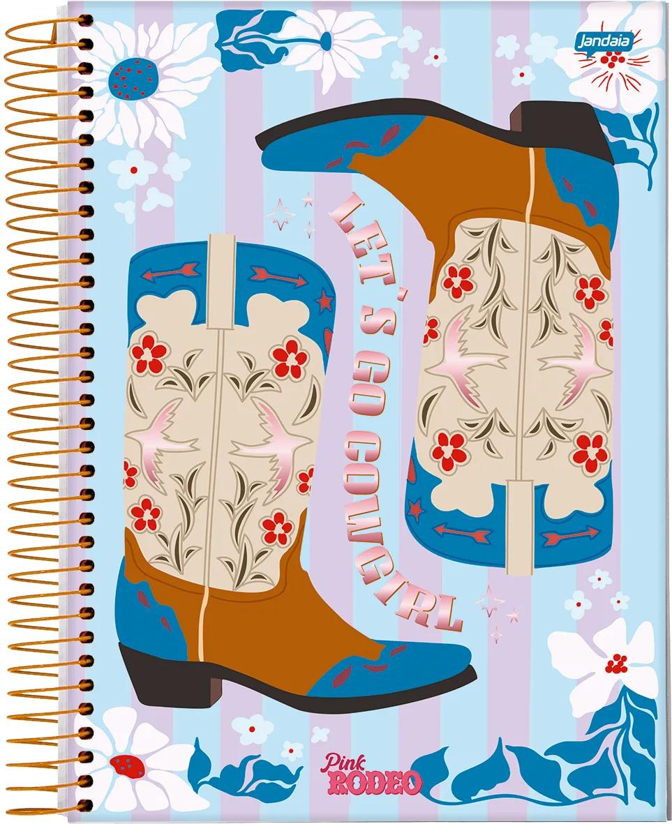 CADERNO ESPIRAL UNIVERSITÁRIO CAPA DURA 10 MATÉRIAS 160 FOLHAS - PINK RODEO