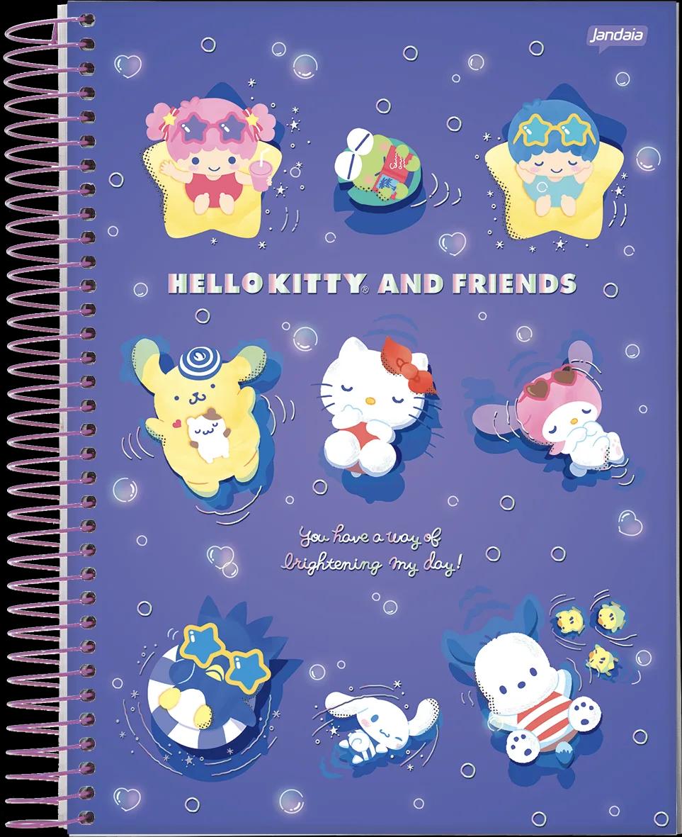 CADERNO ESPIRAL UNIVERSITÁRIO CAPA DURA 01 MATÉRIA 80 FOLHAS - HELLO KITTY & AMIGOS BUBBLE — miniatura 4