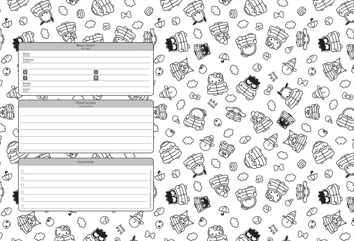 CADERNO BROCHURA CAPA DURA UNIVERSITÁRIO 80 FOLHAS - HELLO KITTY & AMIGOS