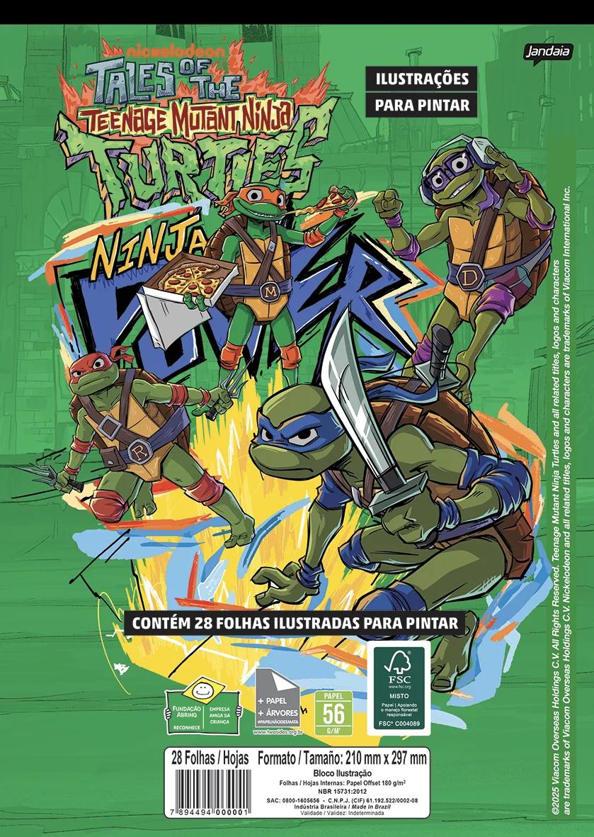 FOLHAS ILUSTRAÇÃO 180G A4 - TARTARUGAS NINJA