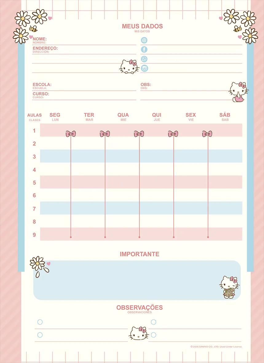 CADERNO ESPIRAL UNIVERSITÁRIO CAPA DURA 10 MATÉRIAS 160 FOLHAS - HELLO KITTY KRAFT — miniatura 13