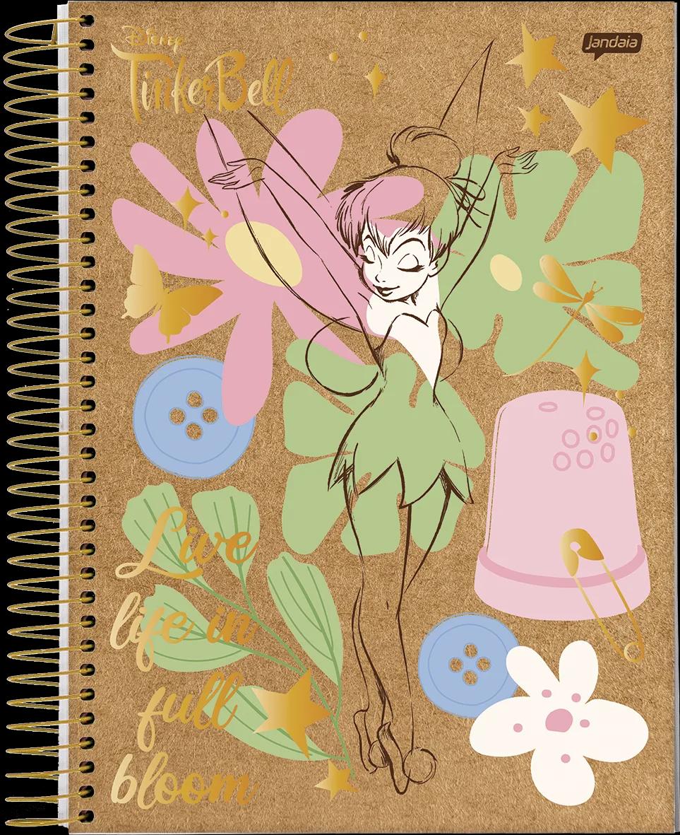 CADERNO ESPIRAL CAPA DURA 1/8 80 FOLHAS - TINKER BELL KRAFT