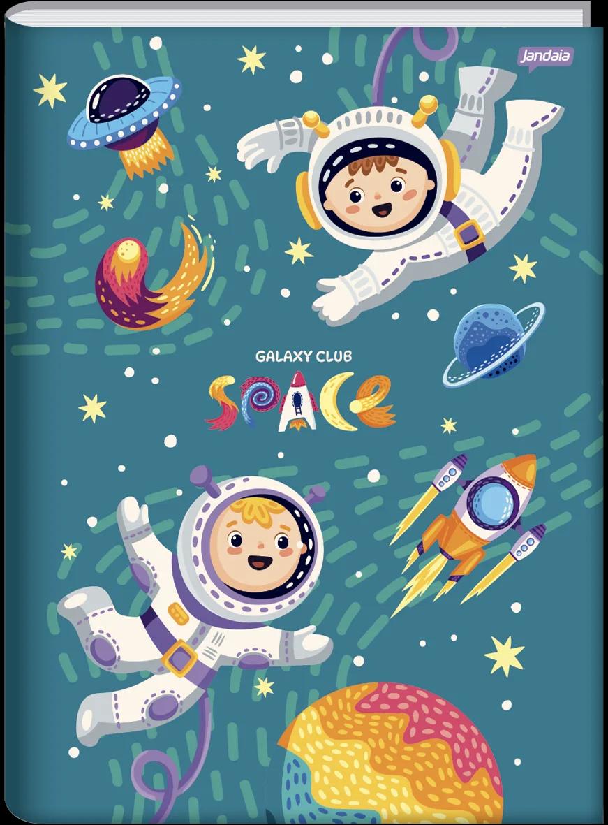 CADERNO BROCHURA CAPA DURA UNIVERSITÁRIO 80 FOLHAS - GALAXY CLUB SPACE