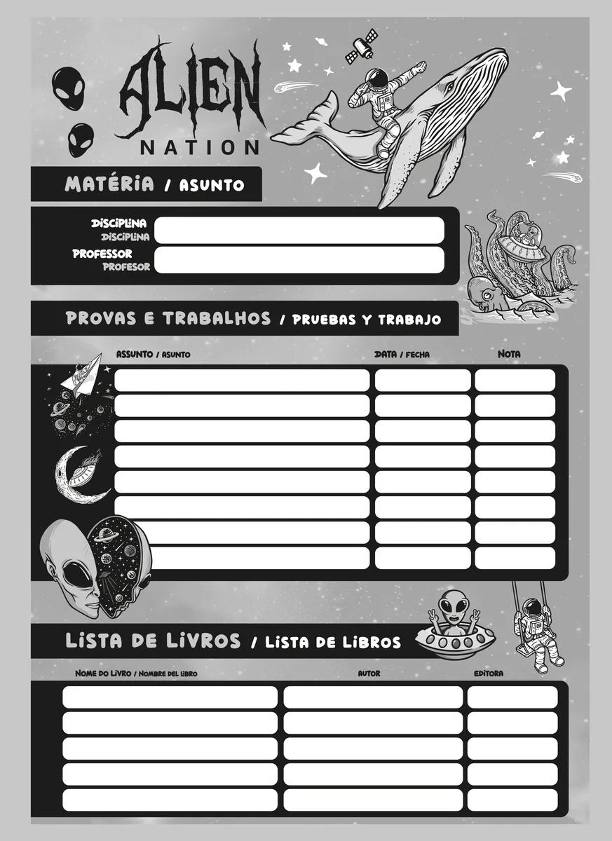 CADERNO ESPIRAL UNIVERSITÁRIO CAPA DURA 10 MATÉRIAS 160 FOLHAS - ALIEN NATION — miniatura 8
