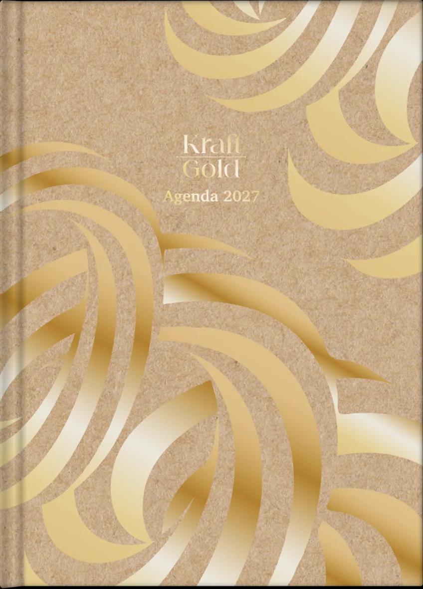 AGENDA DIÁRIA LOMBADA QUADRADA 117X162MM 112FLS - KRAFT GOLD