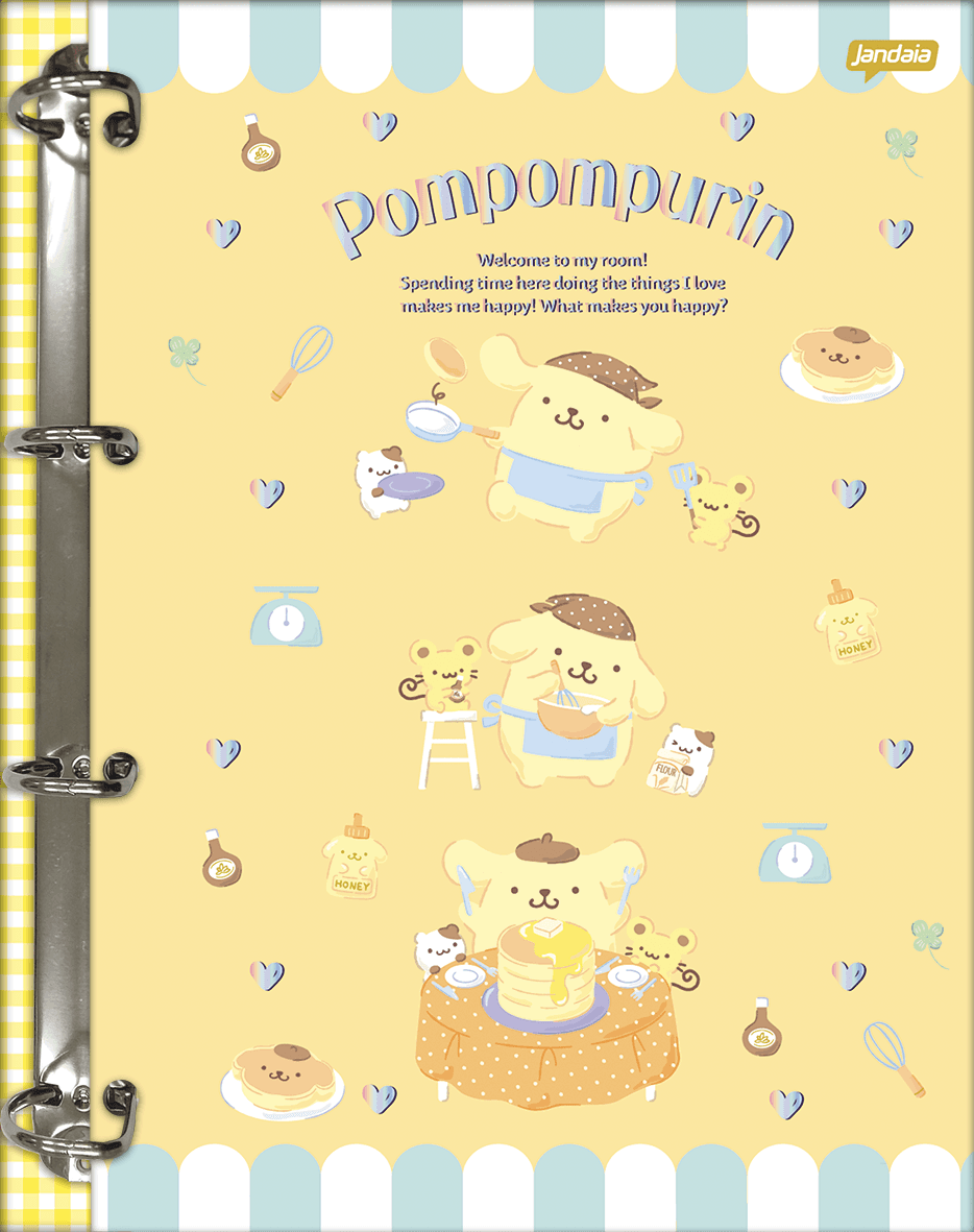 CADERNO COLLEGE CAPA DURA 80 FOLHAS ARGOLADO - POMPOMPURIN
