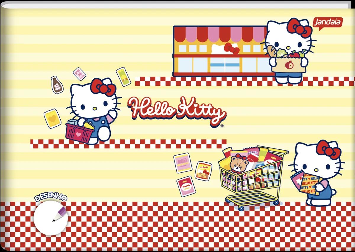 CADERNO BROCHURA CAPA DURA 1/4 40 FOLHAS DESENHO - HELLO KITTY
