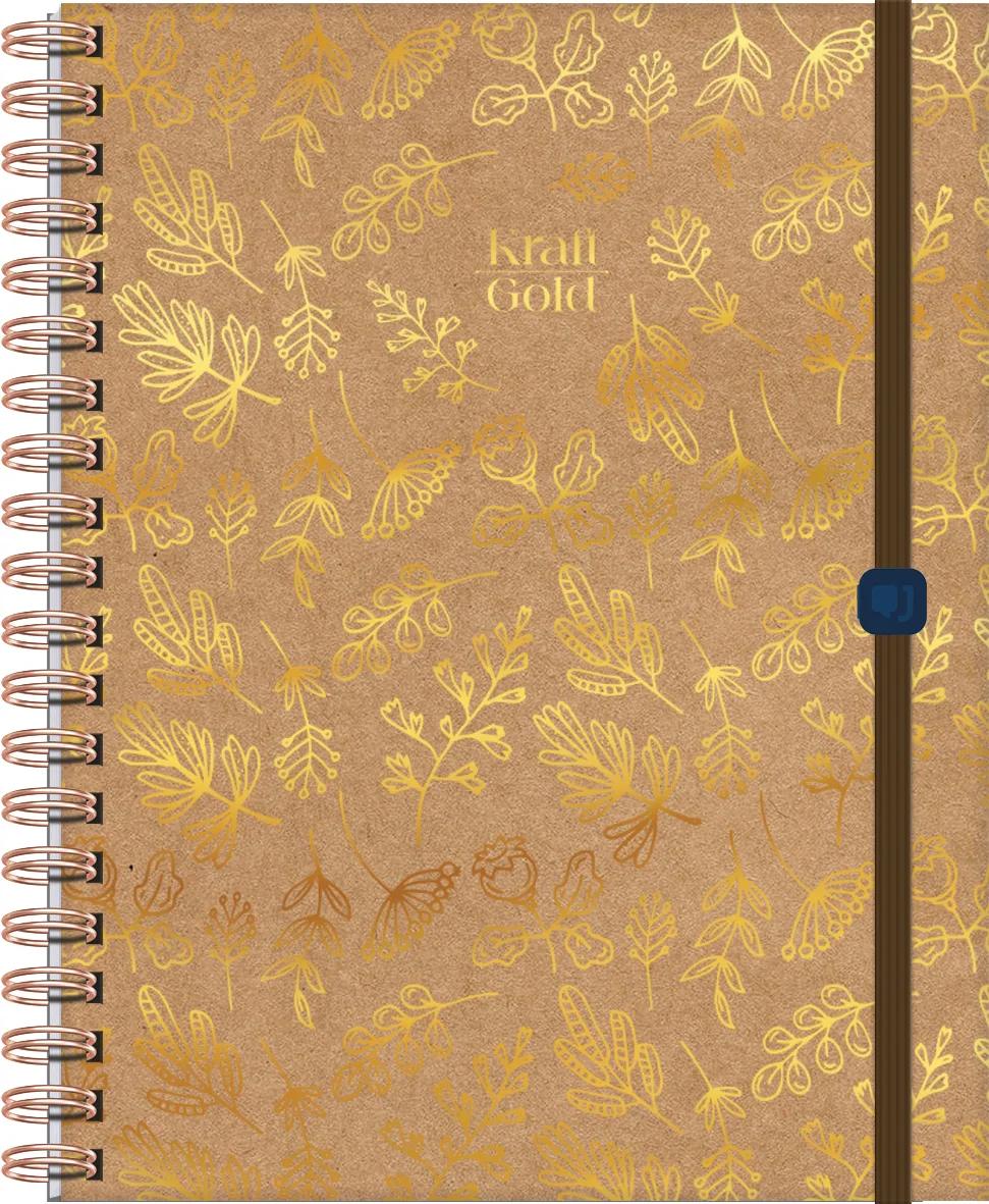 CADERNO COLLEGE CAPA DURA 80 FOLHAS NEO - KRAFT GOLD