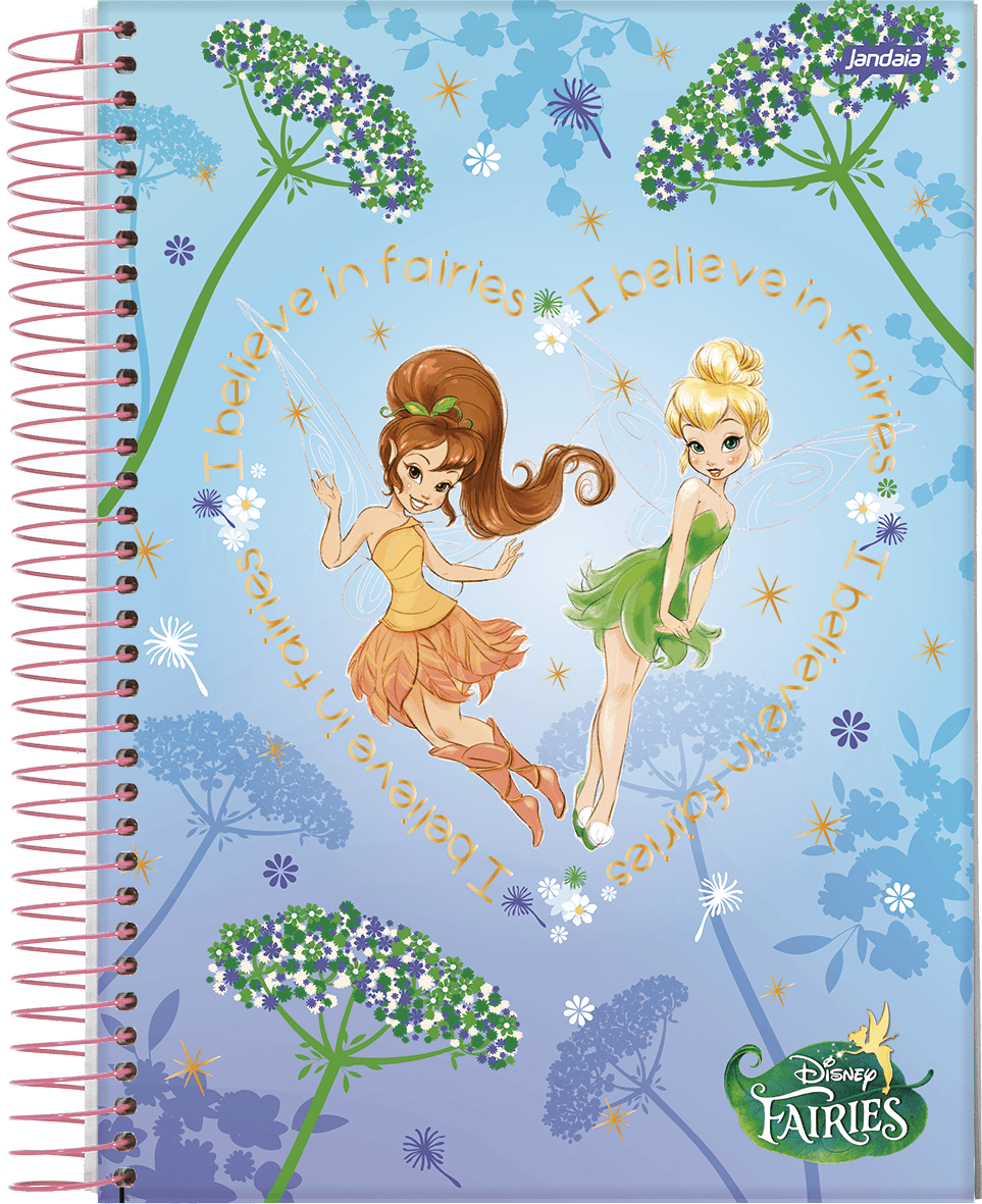 CADERNO ESPIRAL UNIVERSITÁRIO CAPA DURA 10 MATÉRIAS 160 FOLHAS - FADAS DISNEY