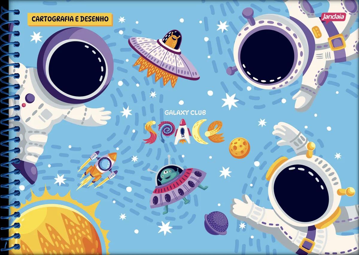 CADERNO ESPIRAL CAPA DURA 80 FOLHAS CARTOGRAFIA - GALAXY CLUB SPACE