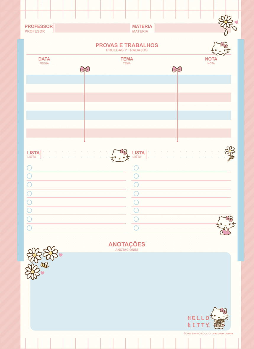 CADERNO ESPIRAL UNIVERSITÁRIO CAPA DURA 10 MATÉRIAS 160 FOLHAS - HELLO KITTY KRAFT — miniatura 5