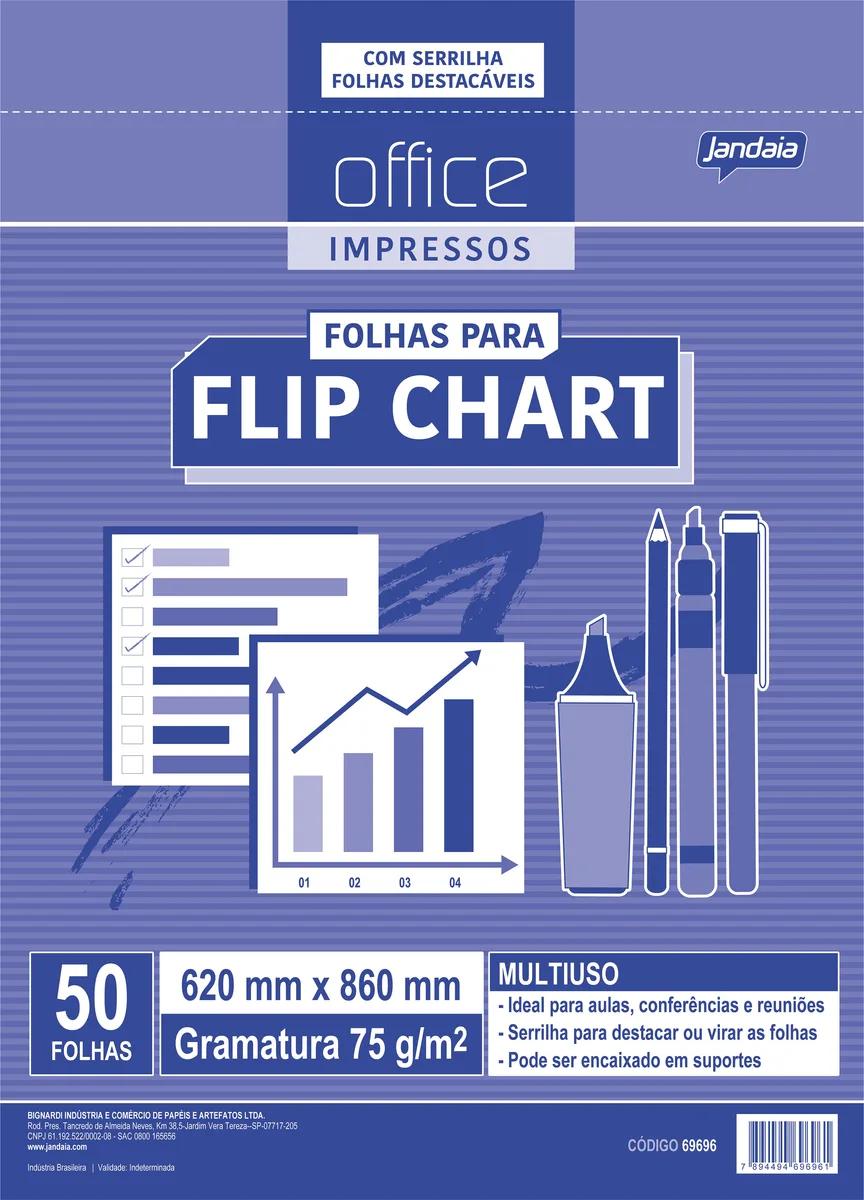 FOLHAS PARA FLIP CHART 620X860MM 50 FOLHAS - OFFICE IMPRESSOS