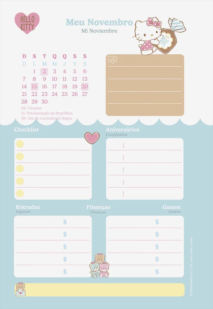 AGENDA DIARIA LOMBADA QUADRADA 138X200MM - HELLO KITTY — miniatura 6