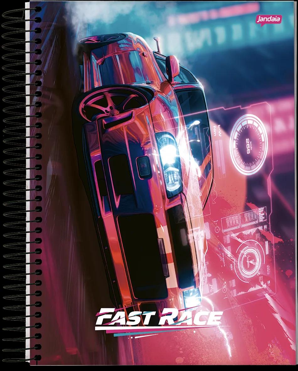 CADERNO ESPIRAL UNIVERSITÁRIO CAPA DURA 01 MATÉRIA 80 FOLHAS -  FAST RACE — miniatura 4