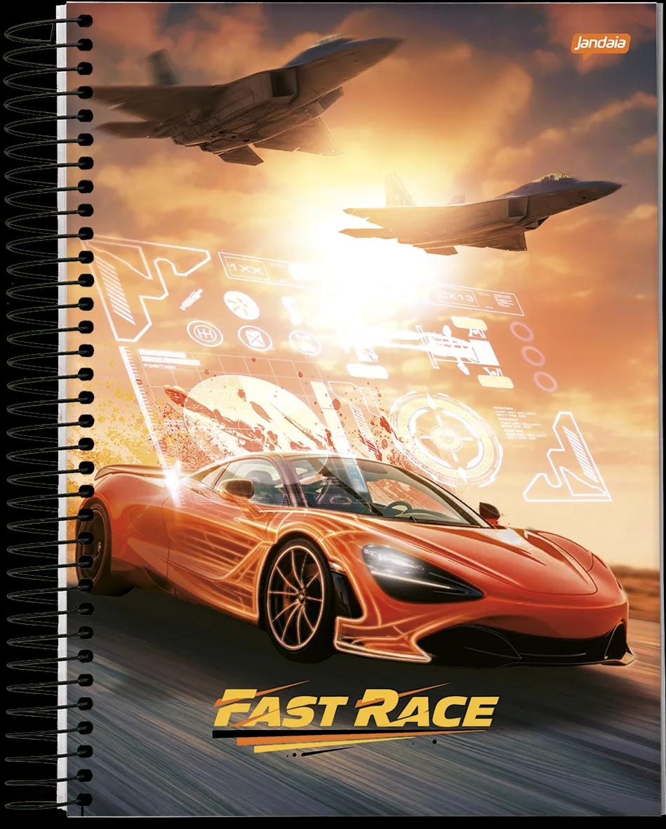 CADERNO ESPIRAL UNIVERSITÁRIO CAPA DURA 10 MATÉRIAS  160 FOLHAS -   FAST RACE