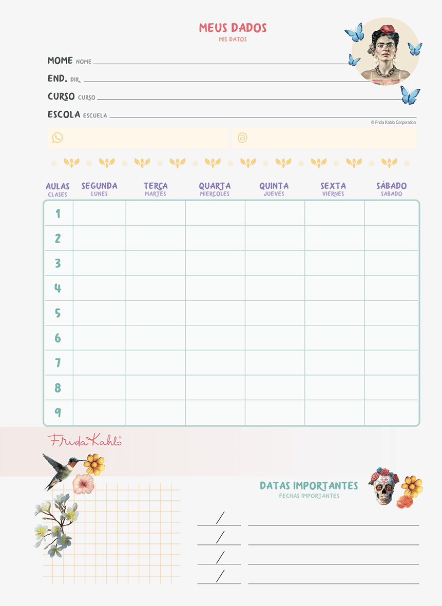 CADERNO ESPIRAL UNIVERSITÁRIO CAPA DURA 10 MATÉRIAS 160 FOLHAS - FRIDA KAHLO — miniatura 7