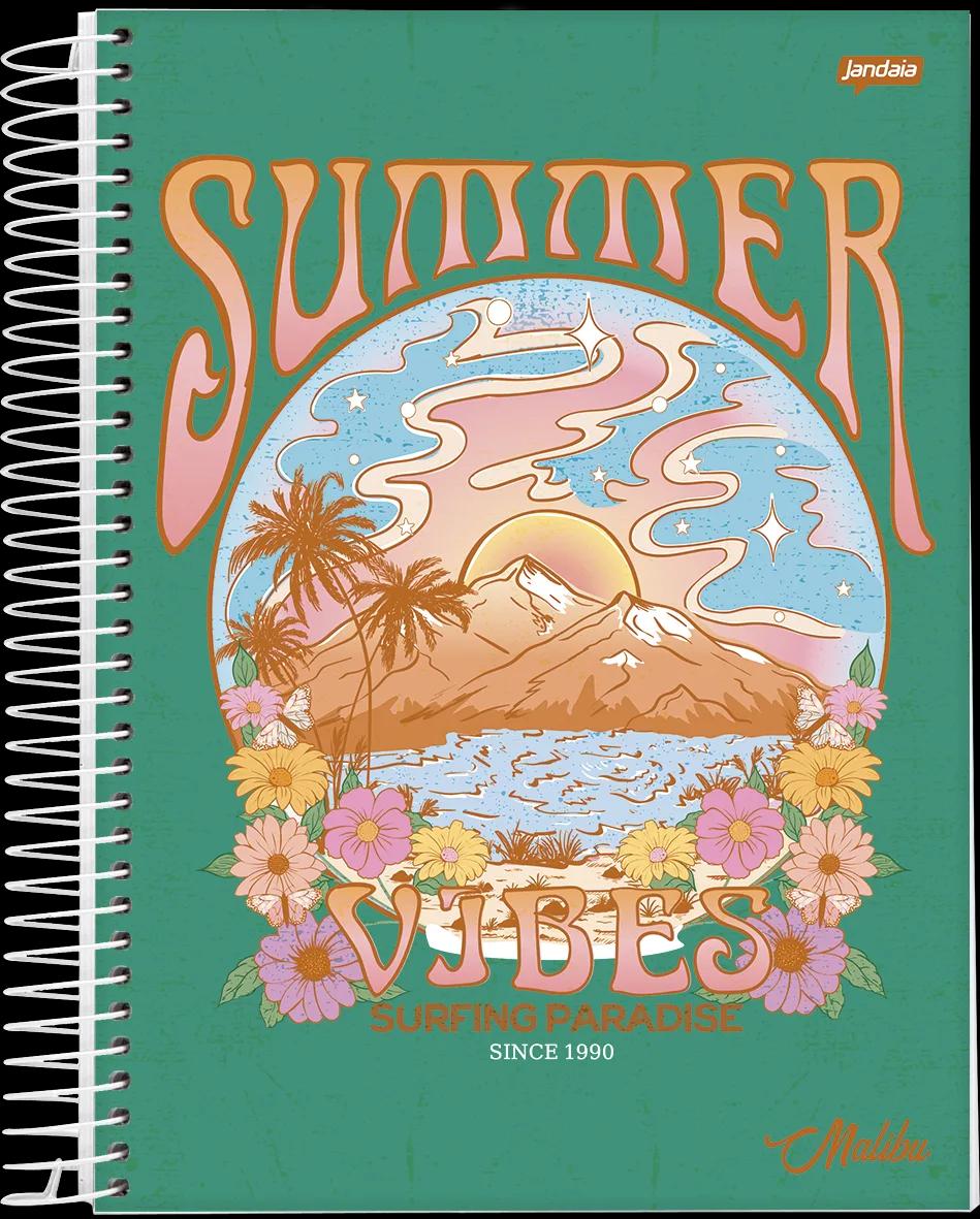 CADERNO ESPIRAL 1/4 CAPA DURA 80 FOLHAS - CALI E MALIBU