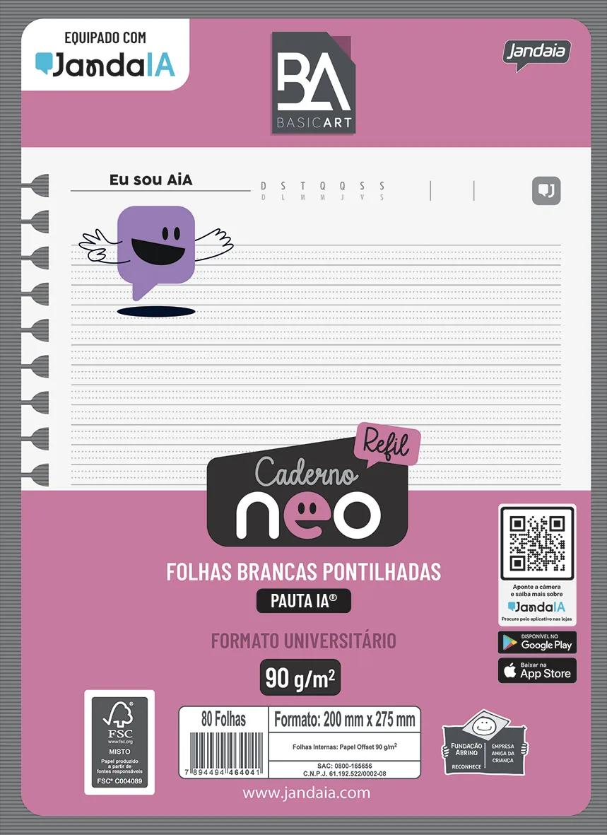 CADERNO UNIVERSITÁRIO UNINEO PAUTA IA PONTILHADO 200X275MM 80FLS - BASIC ART