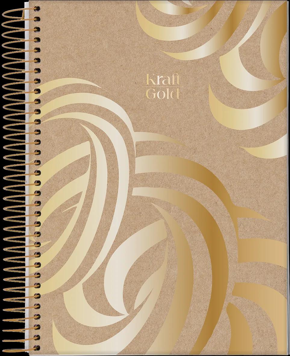 CADERNO ESPIRAL CAPA DURA 10 MATÉRIAS COLLEGE - KRAFT GOLD — miniatura 4