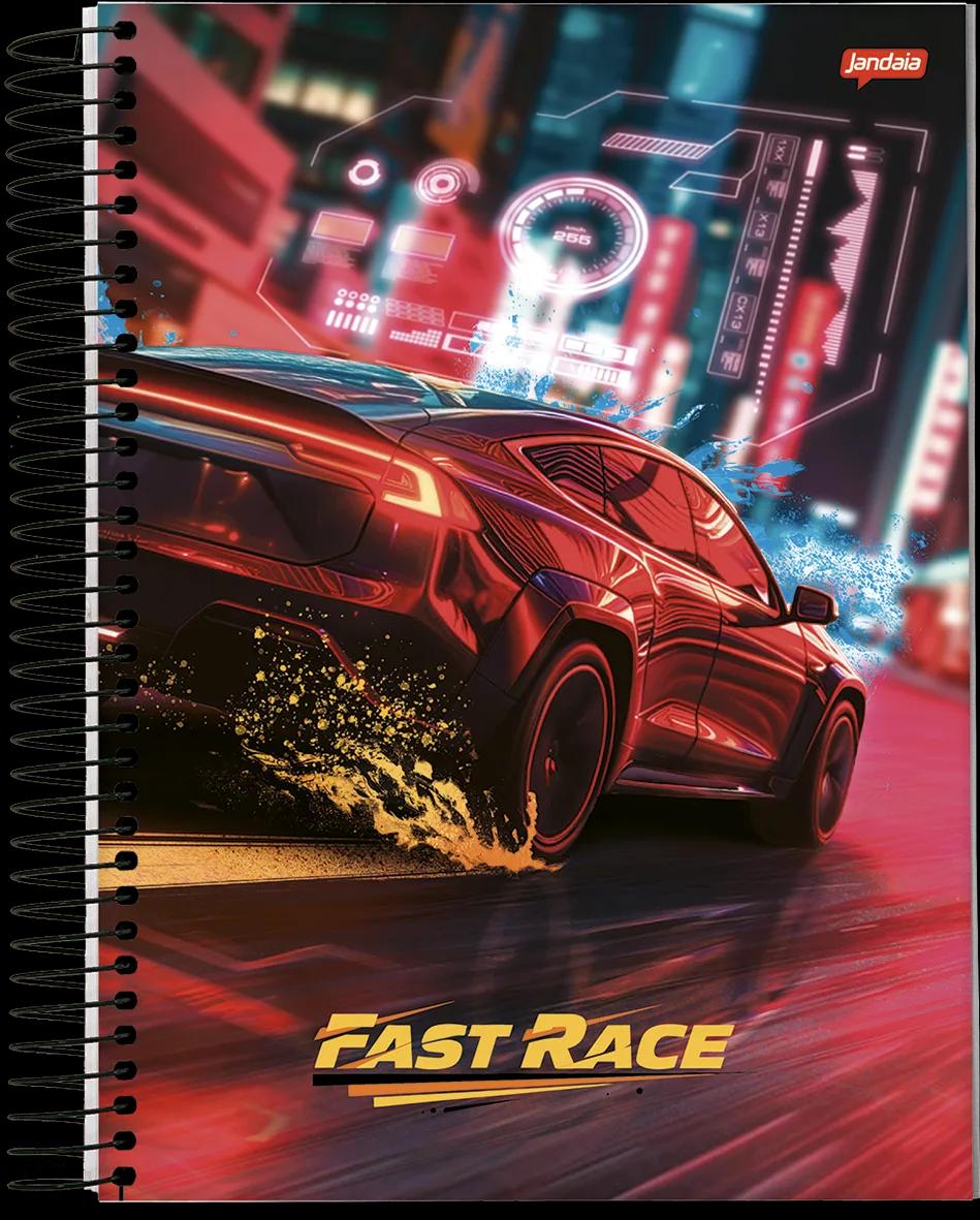 CADERNO ESPIRAL UNIVERSITÁRIO CAPA DURA 12 MATÉRIAS 192 FOLHAS -  FAST RACE