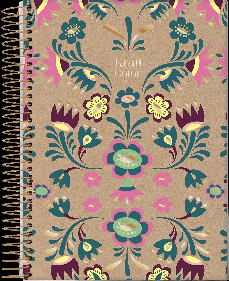 CADERNO ESPIRAL UNIVERSITÁRIO CAPA DURA 01 MATÉRIA 80 FOLHAS - KRAFT COLOR