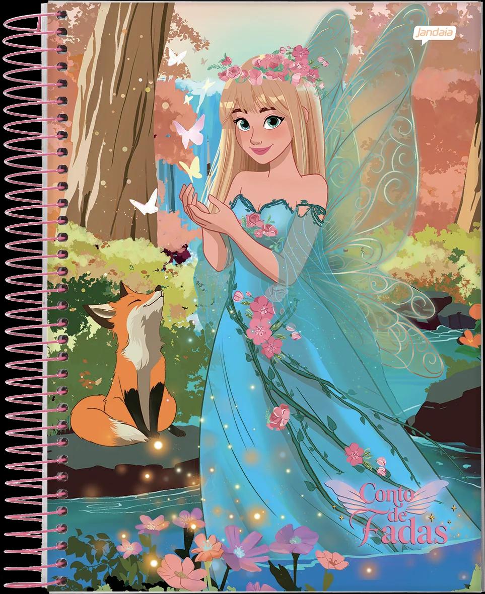 CADERNO ESPIRAL UNIVERSITÁRIO CAPA DURA 01 MATÉRIA 80 FOLHAS -  CONTO DE FADAS — miniatura 3