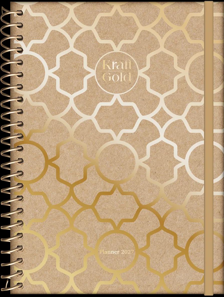 AGENDA PLANEJAMENTO ESPIRAL 175X242MM 80FLS - KRAFT GOLD — miniatura 3