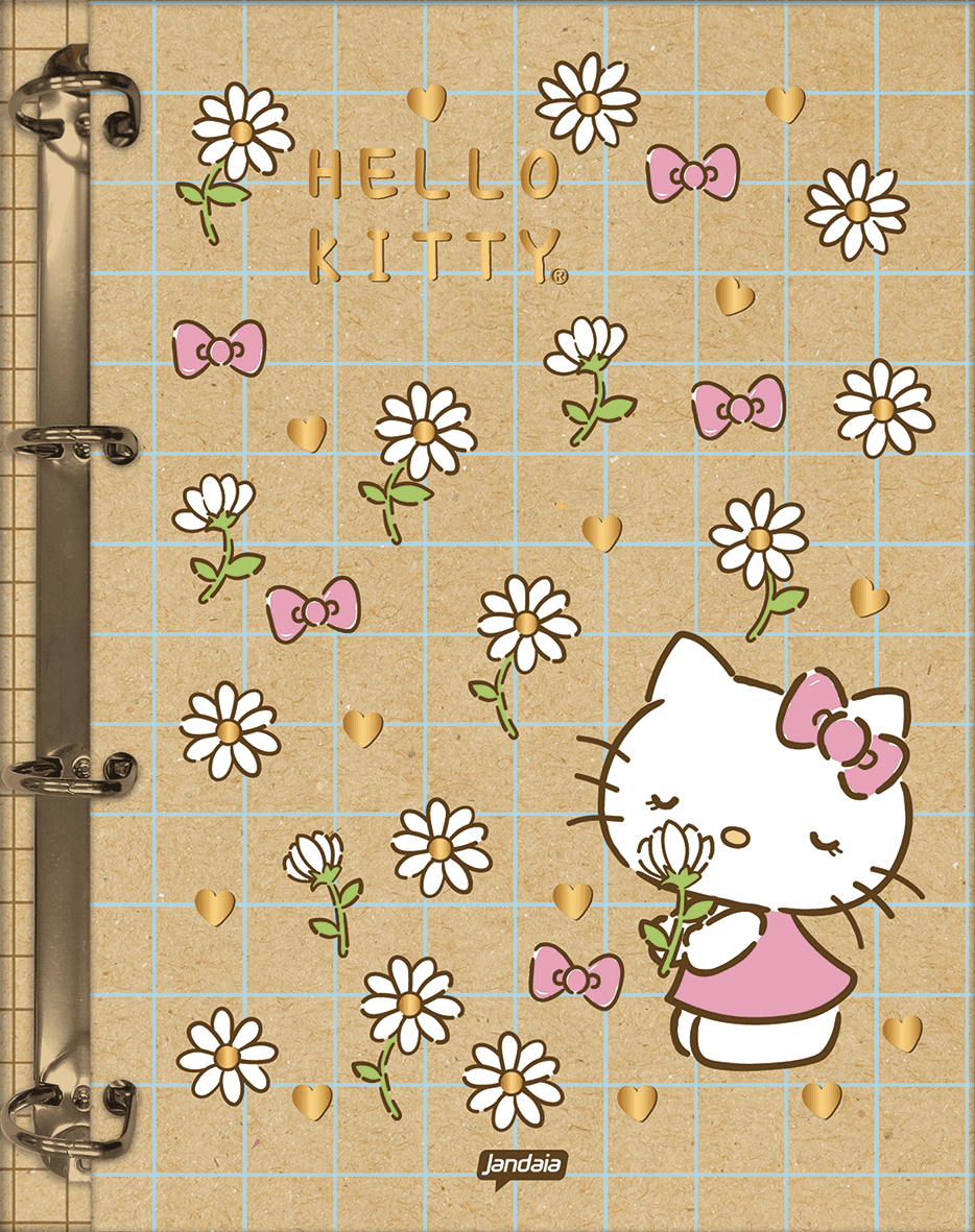 CADERNO COLLEGE CAPA DURA 80 FOLHAS ARGOLADO - HELLO KITTY KRAFT