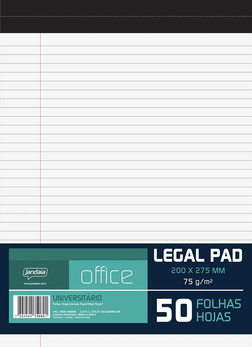 CADERNO BLOCADO UNIV LEGAL PAD 200X275MM 50 FOLHAS - OFFICE COLLECTION