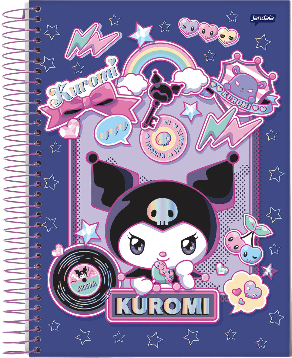 CADERNO ESPIRAL UNIVERSITÁRIO CAPA DURA 01 MATÉRIA 80 FOLHAS - KUROMI