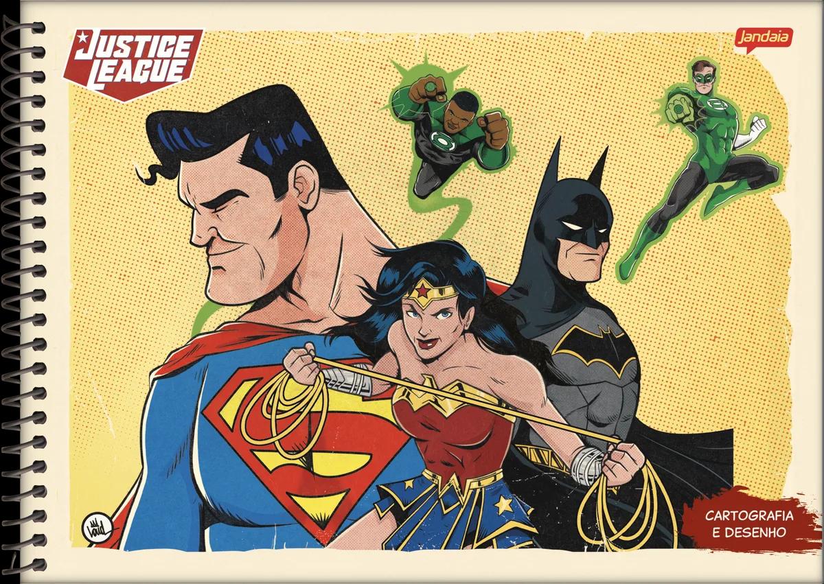 CADERNO ESPIRAL CAPA DURA 80 FOLHAS CARTOGRAFIA - LIGA DA JUSTIÇA