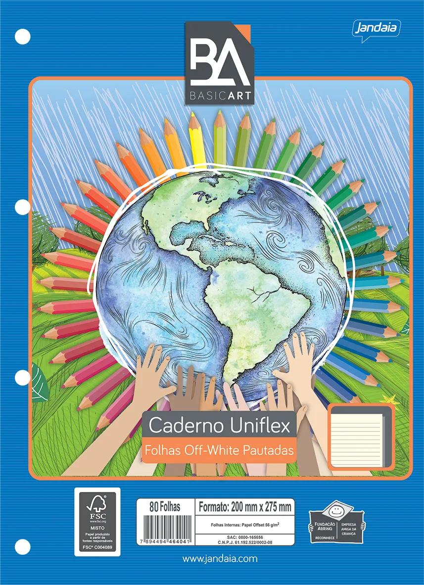 CADERNO UNIVERSITÁRIO FLEX OFF WHITE 80FLS - BASIC ART