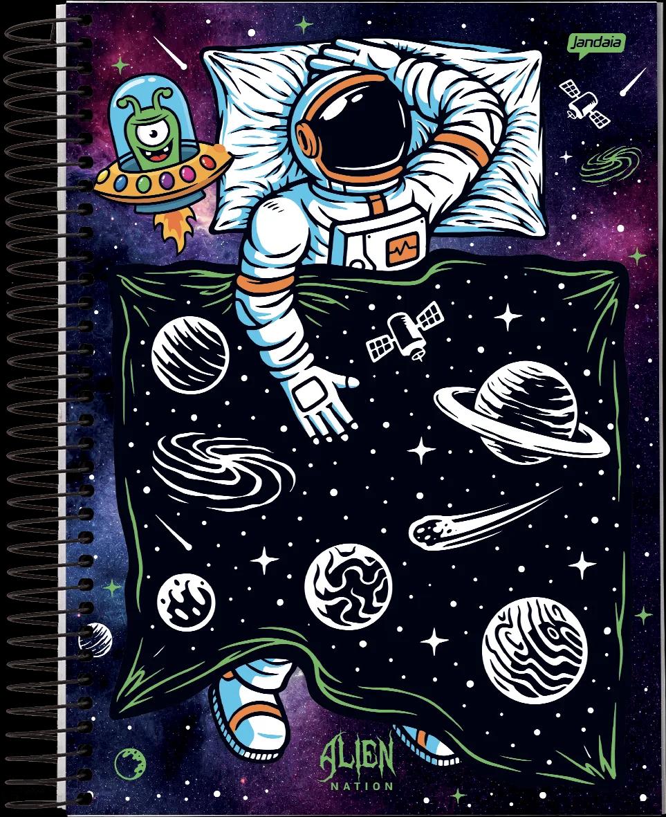 CADERNO ESPIRAL UNIVERSITÁRIO CAPA DURA 10 MATÉRIAS 160 FOLHAS - ALIEN NATION