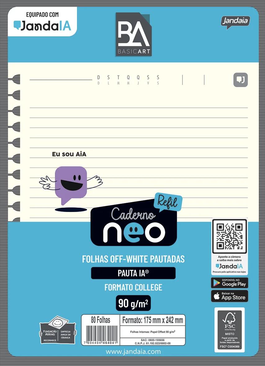 CADERNO COLLEGE UNINEO PAUTA IA OFF WHITE 175X242MM 80FLS - BASIC ART