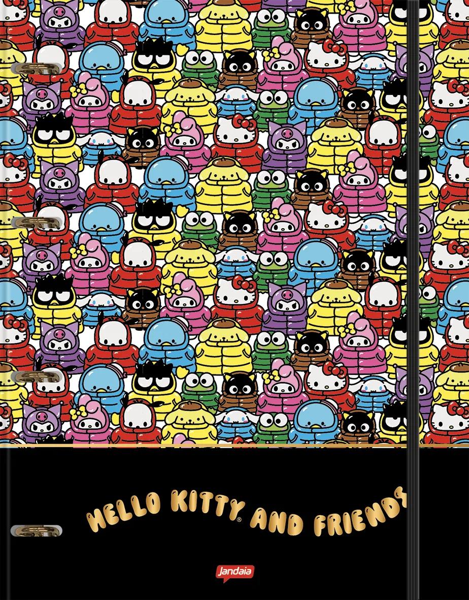 CADERNO ARGOLADO UNIVERSITÁRIO 80 FOLHAS - HELLO KITTY & AMIGOS