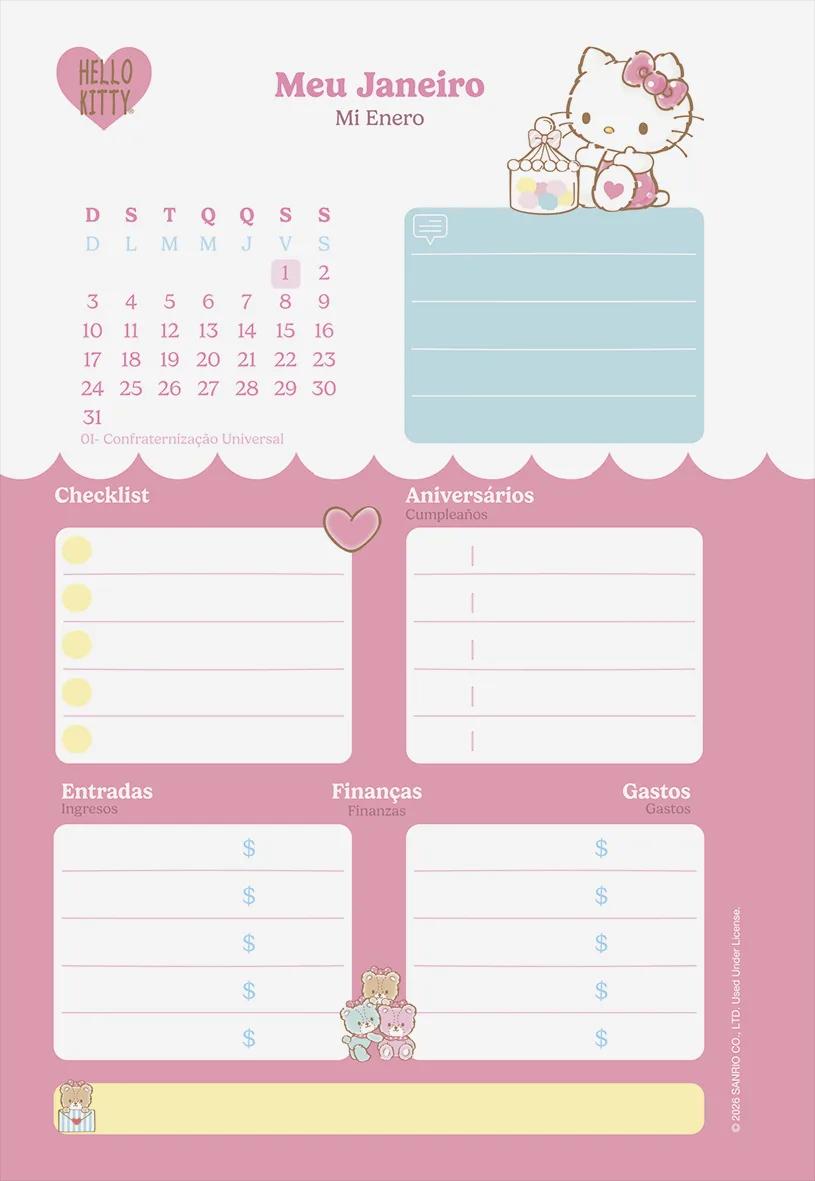 AGENDA DIARIA LOMBADA QUADRADA 117X162MM - HELLO KITTY — miniatura 5