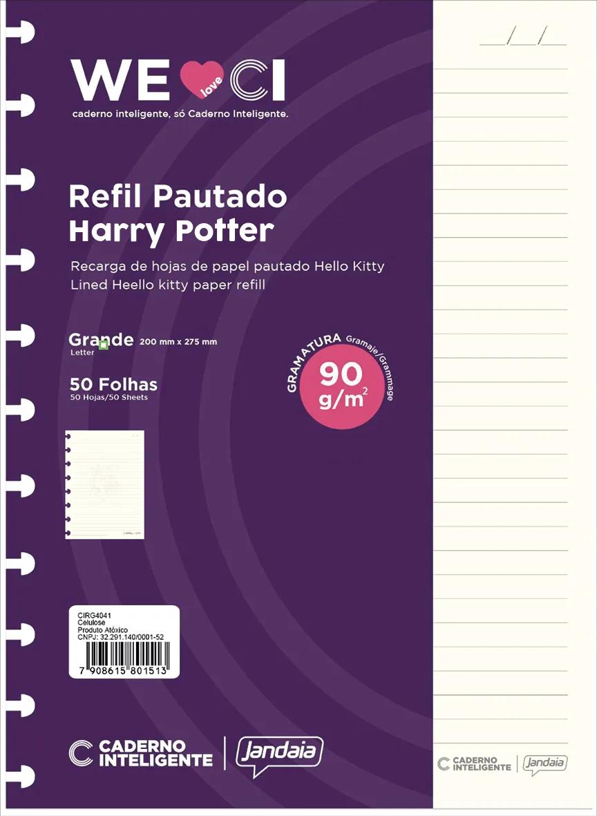 CADERNO INTELIGENTE REFIL 1/4 50FLS 01/PT HARRY POTTER