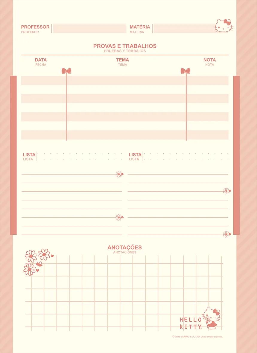 CADERNO ESPIRAL UNIVERSITÁRIO CAPA DURA 10 MATÉRIAS 160 FOLHAS - HELLO KITTY KRAFT