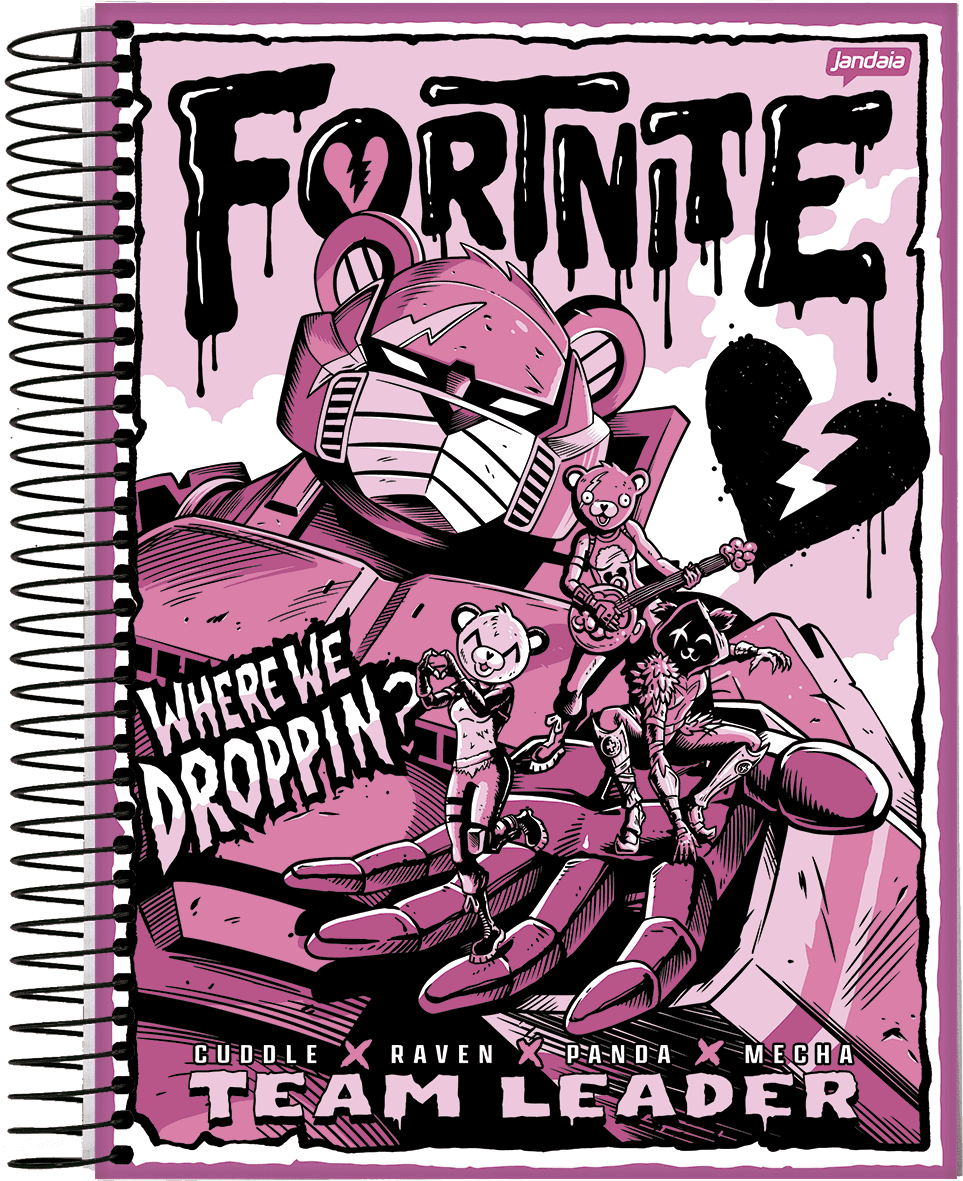 CADERNO ESPIRAL UNIVERSITÁRIO CAPA DURA 01 MATÉRIA 80 FOLHAS - FORTNITE